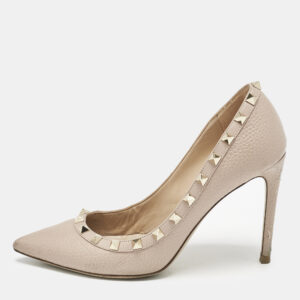 Valentino Poudre Pink Leather Rockstud Pumps Size 37.5