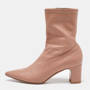 Valentino Dusty Pink Leather Pointed Toe Ankle Length Boots Size 37