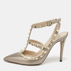 Valentino Metallic Leather Rockstud Caged Pumps Size 37.5