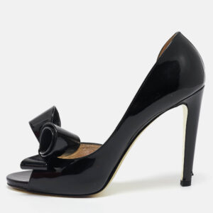 Valentino Black Patent Leather Bow D'orsay Pumps Size 38