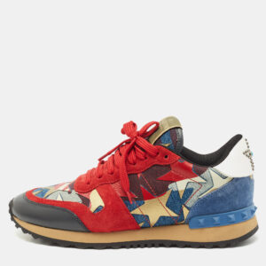 Valentino Two Tone Suede and Leather Camustars Rockrunner Sneakers Size 37.5