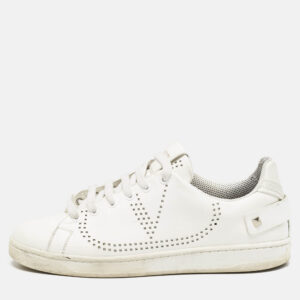 Valentino White Leather Bianco Backnet Low Top Sneakers Size 39.5