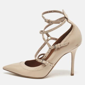 valentino beige leather love latch pumps size 38.5