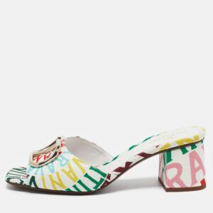 valentino multicolor canvas loop escape v logo slide sandals size 36