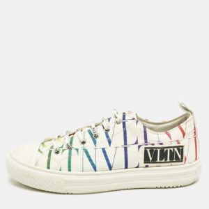 Valentino White Canvas VLTN Logo Allover Giggies Times Low Top Sneakers Size 40