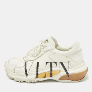 Valentino White Leather VLTN Bounce Sneakers Size 36