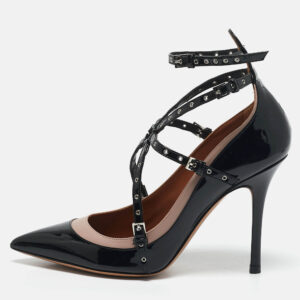 Valentino Black/Dusty Pink Patent and Leather Love Latch Pumps Size 38