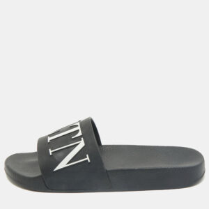 valentino black rubber vltn pool slide flat size 40