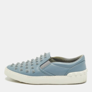 Valentino Light Blue Leather Rockstud Slip On Sneakers Size 39
