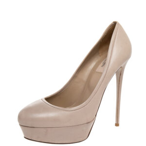 Valentino Beige Leather Platform Pumps Size 40