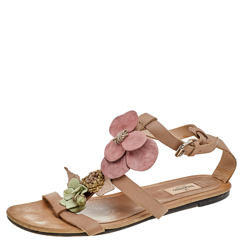 luxury-women-valentino-used-shoes-p569282-009-2 Valentino Brown Leather Ankle Strap Sandals Size 39