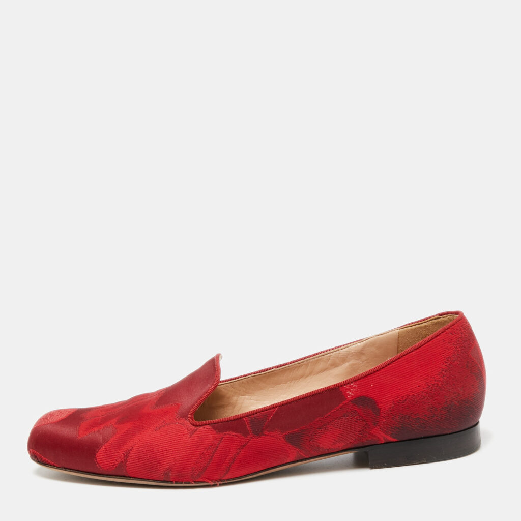 luxury-women-valentino-used-shoes-p647234-001-2 Valentino Red Satin Embroidered Smoking Slippers Size 40