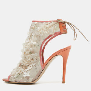 Valentino Multicolor Mesh and Patent Peep Toe Ankle Wrap Sandals Size 39.5