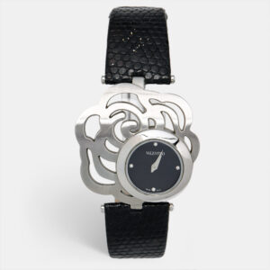 Valentino Black Stainless Steel Lizard Leather Rosier Baselworld V55 Women's Wristwatch 40 mm