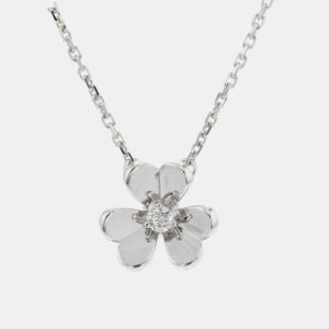 Van Cleef & Arpels 18K White Gold Frivole Pendant Mini Model Size Mini
