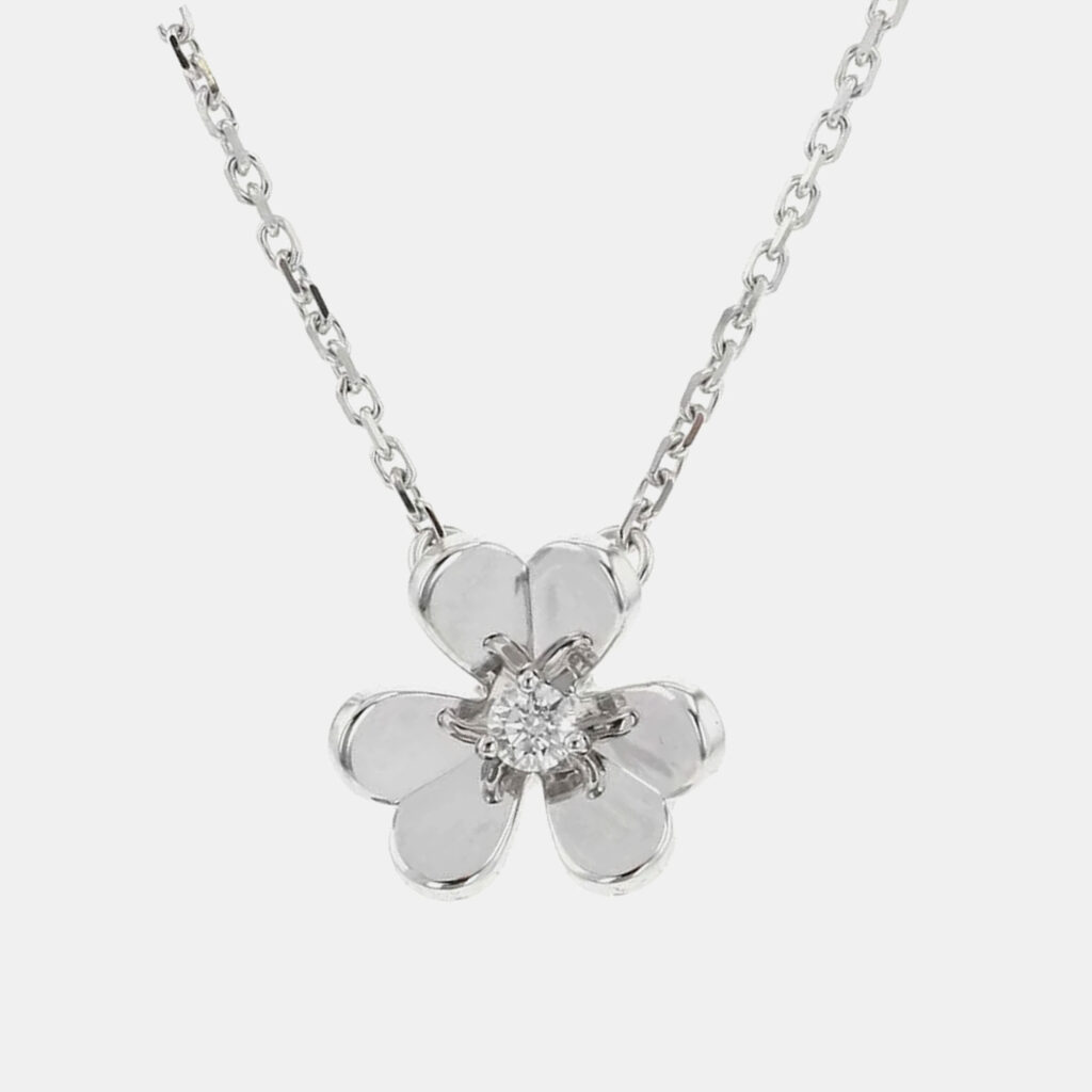 Van Cleef & Arpels 18K White Gold Frivole Pendant Mini Model Size Mini