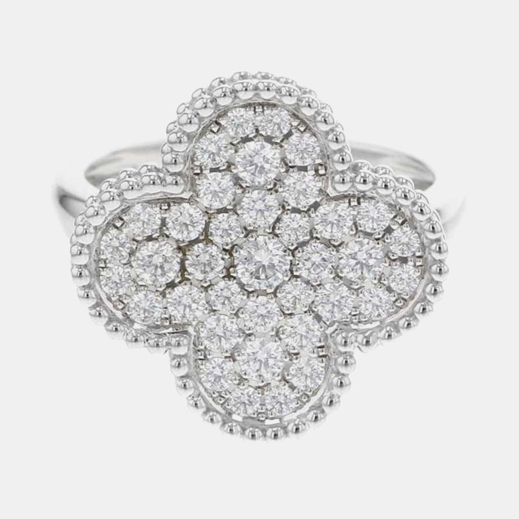 Van Cleef & Arpels 18K White Gold Magic Alhambra Ring EU 59