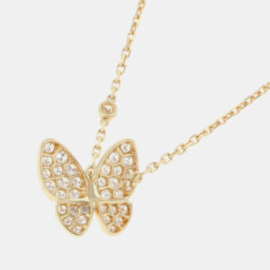 Van Cleef & Arpels 18K Yellow Gold and Diamond Two Butterfly Pendant Necklace
