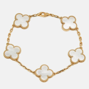 Van Cleef & Arpels Vintage Alhambra Mother of Pearl 18k Yellow Gold Bracelet