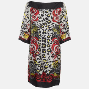 Versace Collection Multicolor Printed Silk Mini Dress XL