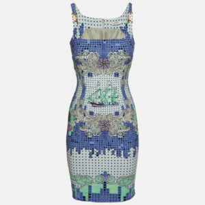 Versace Collection Multicolor Printed Crepe Sleeveless Dress S
