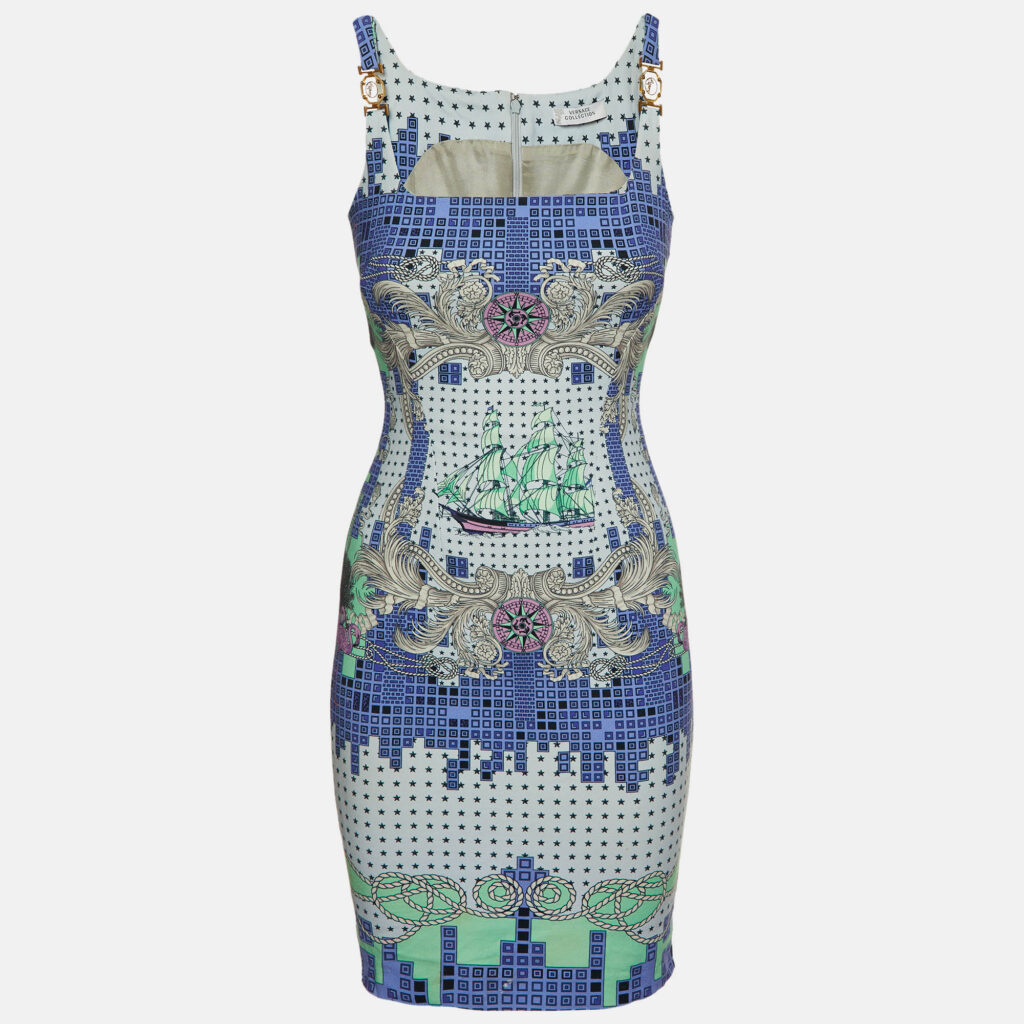 luxury-women-versace-collection-used-clothes-p1145572-002 Versace Collection Multicolor Printed Crepe Sleeveless Dress S