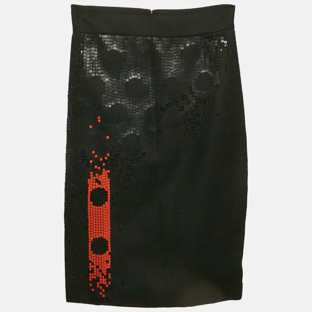 luxury-women-versace-collection-used-clothes-p1146410-001 Versace Collection Black Sequin Embellished Wool Pencil Skirt M