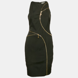 Versace Collection Black Stretch Crepe Zipper Detail Sheath Dress M