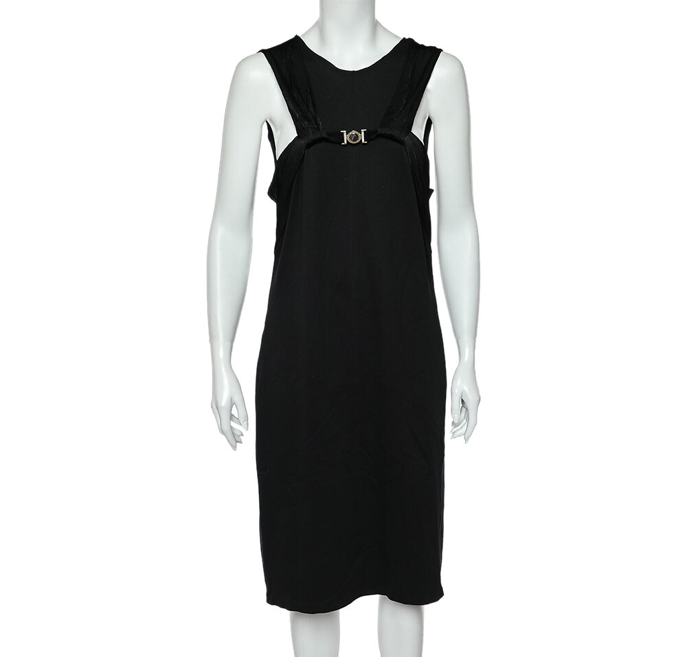 luxury-women-versace-collection-used-clothes-p564374-006-1 Versace Collection Black Knit Sleeveless Shift Dress M