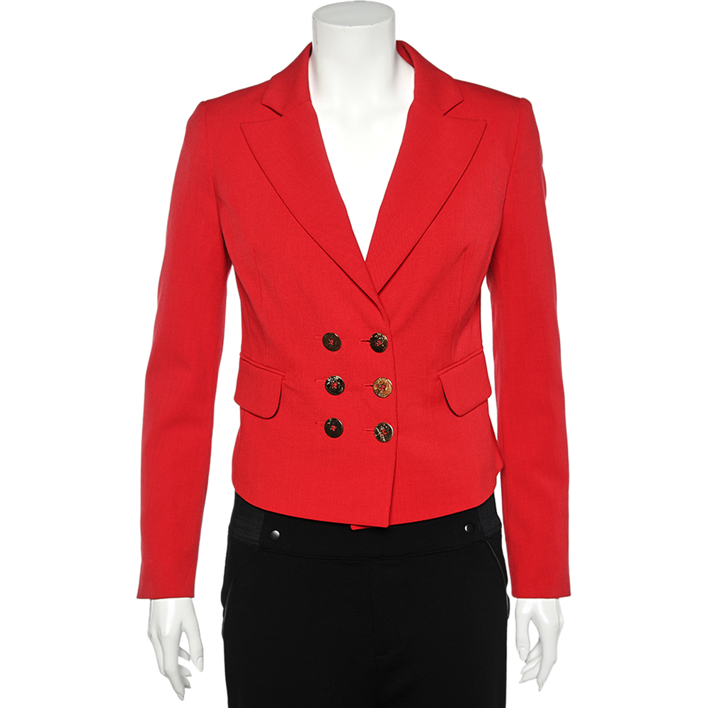 luxury-women-versace-collection-used-clothes-p569961-006-2 Versace Collection Red Double Breasted Blazer S