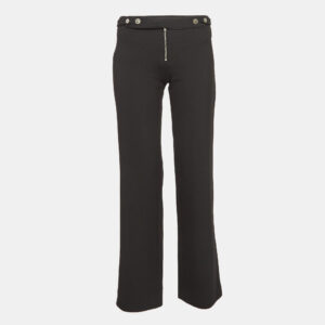 Versace Jeans Couture Black Stretch Crepe Embellished Waist Trousers S