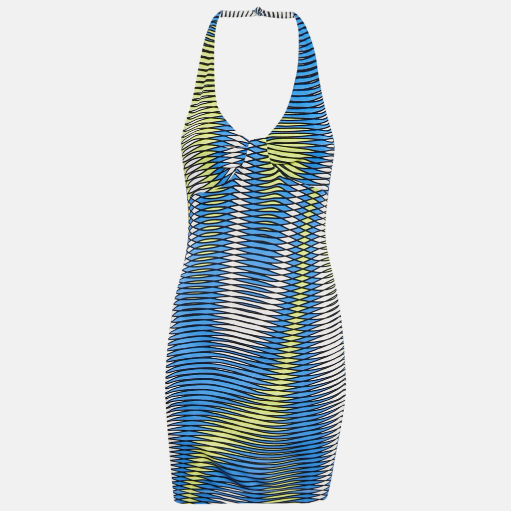 luxury-women-versace-jeans-couture-used-clothes-p1073883-002 Versace Jeans Couture Multicolor Jersey Halter Neck Mini Dress M