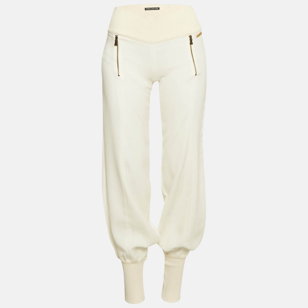 Versace Jeans Couture Chiffon and Rib Knit Trim Joggers S