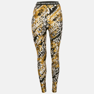 Versace Jeans Couture Black Baroque Print Jersey Leggings S
