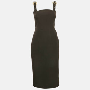 Versace Jeans Couture Black Crepe Buckle Detail Sleeveless Dress S