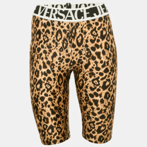 Versace Jeans Couture Brown Leopard Print Jersey Bermuda Shorts S