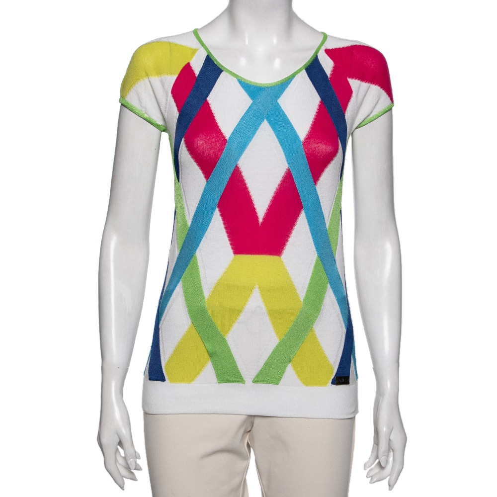 luxury-women-versace-jeans-couture-used-clothes-p597990-006-2 Versace Jeans Couture Multicolor Stripe Cap Sleeves Top M