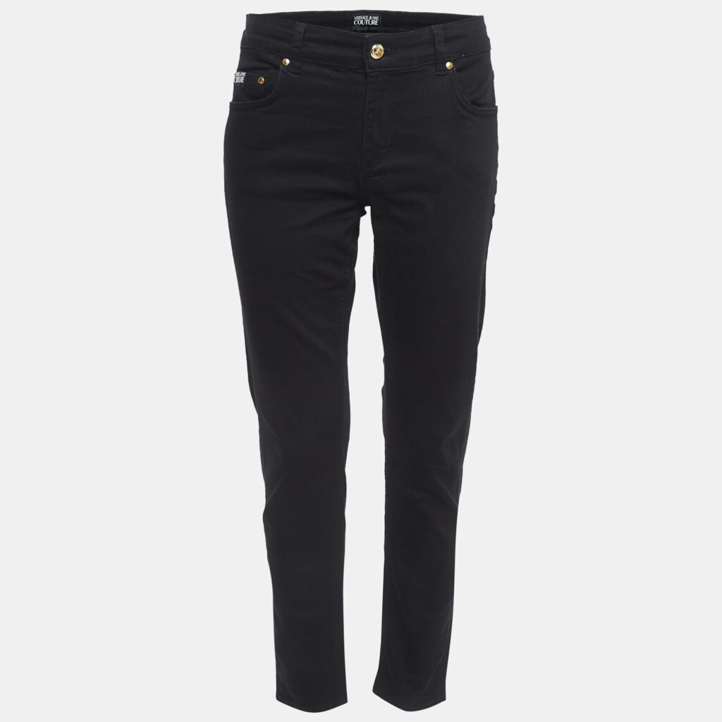 luxury-women-versace-jeans-couture-used-clothes-p916684-001 Versace Jeans Couture Black Denim Slim Fit Jeans M Waist 30"