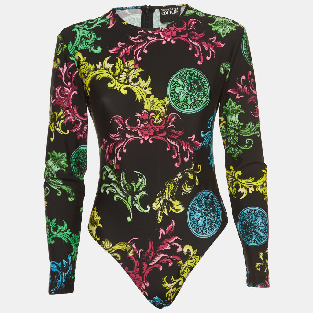 luxury-women-versace-jeans-couture-used-clothes-p918033-003 Versace Jeans Couture Black Baroque Printed Bodysuit M