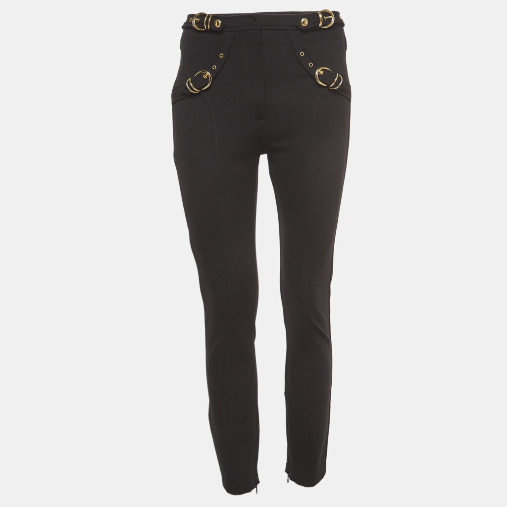 luxury-women-versace-jeans-couture-used-clothes-p918892-001 Versace Jeans Couture Black Belt Pocket Detail Skinny Pants L