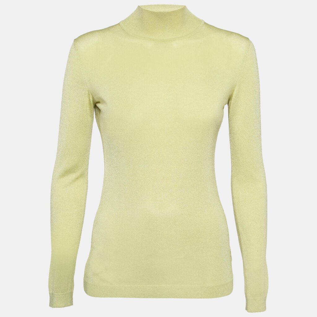 luxury-women-versace-jeans-couture-used-clothes-p977581-004 Versace Jeans Couture Lime Green Knit Back Open Sweatshirt XS