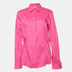 Versace Jeans Couture Pink Cotton Logo Detail Shirt M