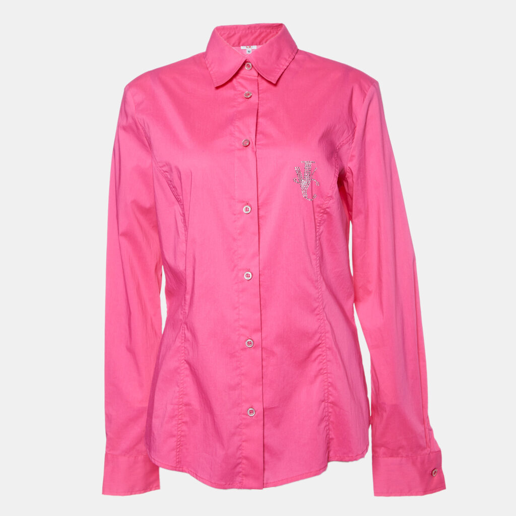 luxury-women-versace-jeans-couture-used-clothes-p992894-001 Versace Jeans Couture Pink Cotton Logo Detail Shirt M
