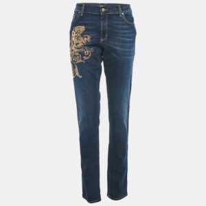 Versace Jeans Navy Blue Studded Denim Skinny Jeans L Waist 33"