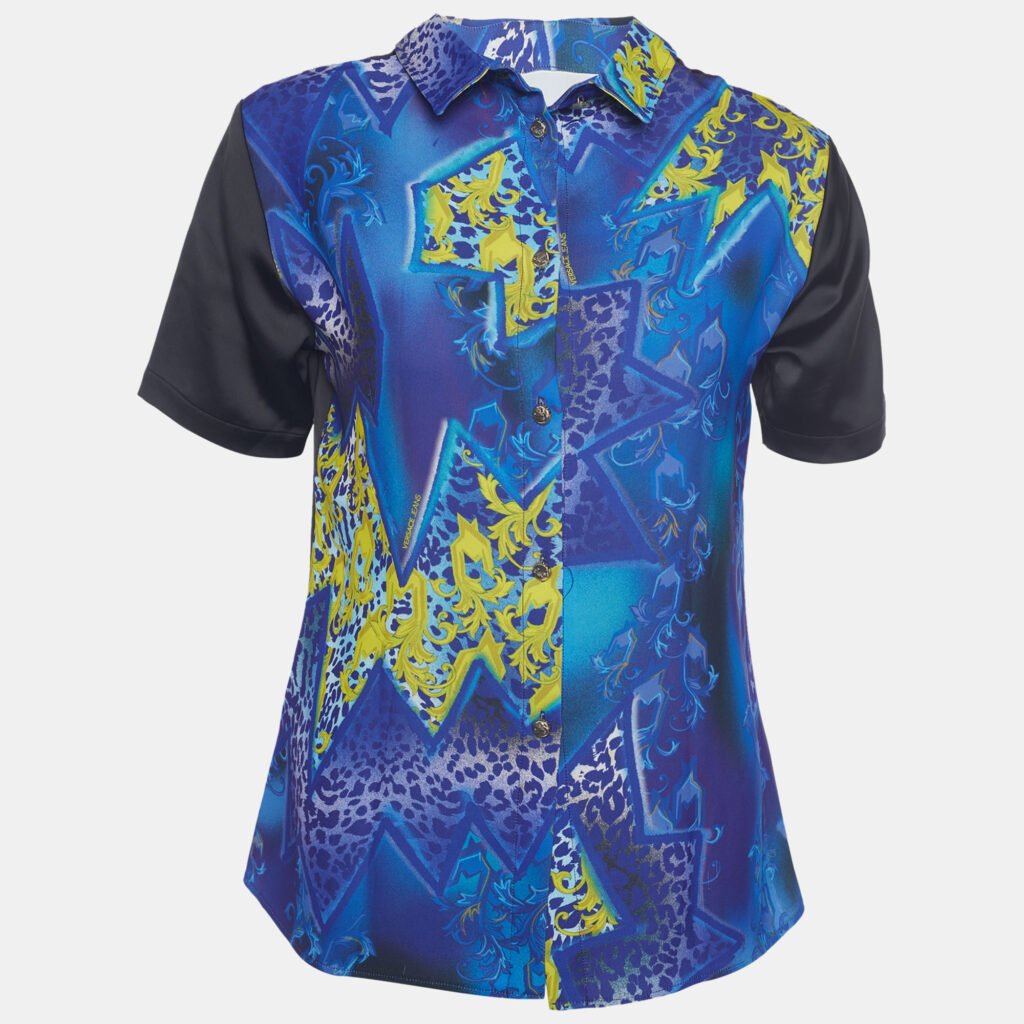 luxury-women-versace-jeans-used-clothes-p779926-002 Versace Jeans Multicolor Printed Sateen Button Back Top S