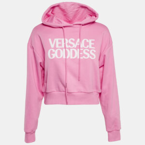 Versace Pink Embroidered Cotton Hoodie S