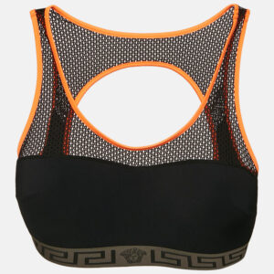 Versace Underwear Black/Orange Mesh Trim Sports Bra L