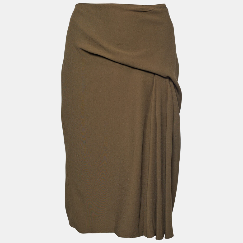 luxury-women-versace-new-clothes-p690326-002 Versace Moss Green Crepe Draped Knee-Length Skirt M