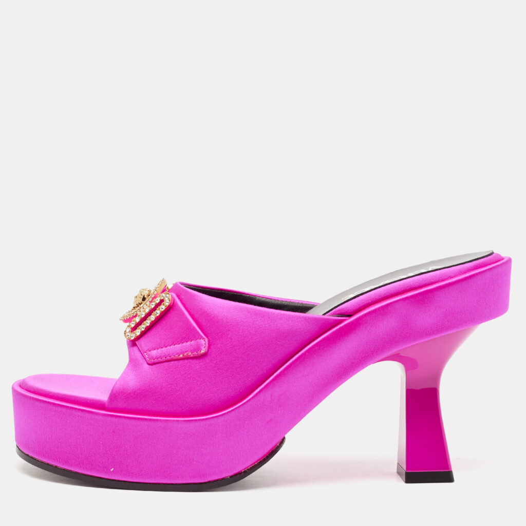 luxury-women-versace-new-shoes-p1125138-001 Versace Fuchsia Satin Medusa Biggie Mules Size 38