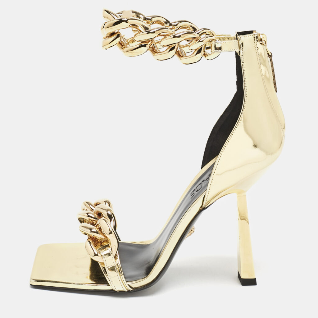 luxury-women-versace-new-shoes-p1127791-006 Versace Gold Leather Medusa Chain Ankle Strap Sandals Size 36